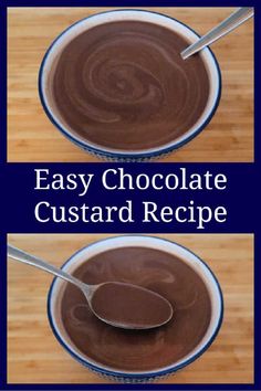 Easy Chocolate Custard Recipe – How to make an easy chocolate custard dessert with cocoa powder, chocolate, cream and a few more simple ingredients – with the video tutorial. Dessert With Cocoa Powder, Custard Powder Recipes, Chocolate Custard Recipe, Cocoa Powder Chocolate, Cheap Desserts, Custard Recipe, Homemade Custard, Custard Desserts, Chocolate Custard