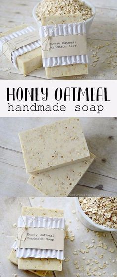 homemade handmade soap bar made with honey oatmeal