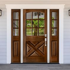 Farmhouse Douglas Fir X-Panel Arch Top Clear Glass Exterior Door - Krosswood Farmhouse Exterior Door, Farmhouse Wood Door, Glass Exterior Door, 3 Panel Interior Door, Glass Exterior, Fiberglass Exterior Doors, Rustic Luxury, Fiberglass Front Door, Luxury Chalet