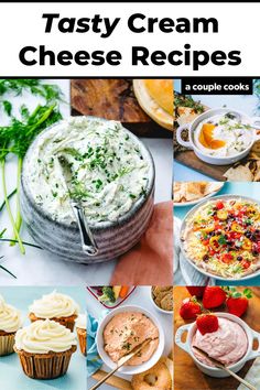 a collage of tasty cream cheese recipes