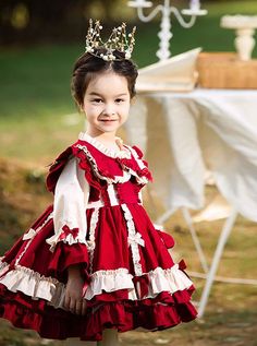 Product Code: LA8794 Color: Red Gender: Female Materials: Cotton Style Types: Sweet Lolita Include: Dress Notice: Other Accessories Are Not Included Kids Party Dress, Red Long Sleeve Dress, Kids Party Dresses, Tiered Ruffle Dress, Red Long Sleeve, Sweet Lolita, Wedding With Kids, Burgundy Dress, Lolita Dress