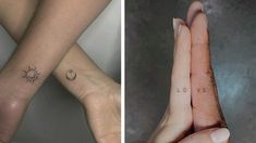 two different tattoos on both hands and one with the word love written in it's middle