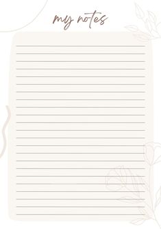 a notepad with the words my notes written in cursive writing on it