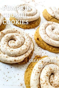 pumpkin crumbl cookies with cream cheese frosting