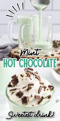 mint hot chocolate dessert in a green bowl