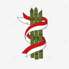 bamboo sticks with red and white ribbons on them, illustration, cartoon png and psd