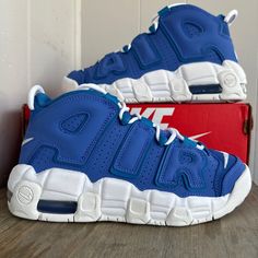 Nike Air More Uptempo (Gs) Medium Blue-White-Battle Blue Sz 5.5y [Dm1023-400] Light Blue Synthetic Basketball Shoes With Round Toe, Fruit Juice Cocktails, Nike Uptempo, Juice Cocktails, Nike Air More Uptempo, Celebrity Casual Outfits, Nike Air More, Air Shoes, Nike Air Shoes