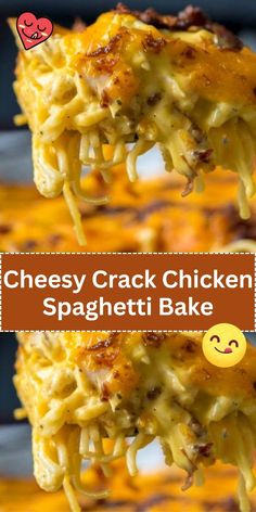 Get ready for a cheesy, creamy adventure with this Crack Chicken Spaghetti Bake. A dish that's as fun to eat as it is to make. Cheesy Chicken Spaghetti Bake, Chicken Spaghetti Bake, Easy Chicken Spaghetti Recipe, Cheesey Chicken, Easy Chicken Spaghetti, Baked Chicken Spaghetti, Spaghetti Bake, Cheesy Chicken Casserole, Chicken Spaghetti Casserole