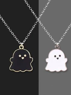 Multicolor  Collar  Copper Alloy   Embellished   Men's Fashion Jewelry Funny Necklace, Friendship Couple, Couple Pendant, Cartoon Ghost, Black Ghost, Couple Friends, Bff Jewelry, Couples Accessories, Halloween Cartoon