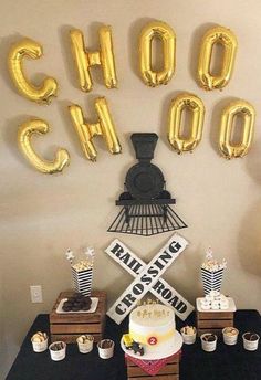 CHOO CHOO Party Foil Balloon Letter Banner Train Second Birthday Party, Choo Choo Im Two, Choo Choo Train Birthday Party, Train Party Favors, Birthday Gala, Mylar Letter Balloons