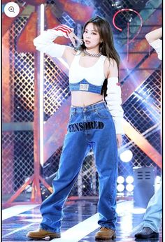 Want this outfit and can't find it  just click the link and leave the them stunned by your remarkable sense of style Jennie Crop Top Outfit, Blackpink Best Outfits, Blackpink Clothes Inspired Outfits, Blackpink Denim Outfit, Blackpink Iconic Outfits, Bp Outfits Stage, Blackpink Jennie Stage Outfits, Jennie Jeans Outfit, Jennie Kim Stage Outfit