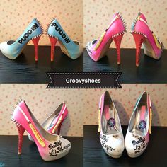 Halloween Heels, Red Flat Shoes, Amber Wedding, Red Shoes Flats, Colored Shoes, Harley Quinn Artwork, Spike Shoes