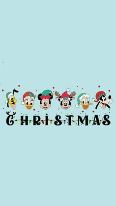 mickey mouse and friends christmas wallpaper with the word's characters in different colors