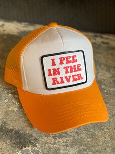 Snap back Trucker hat with unique sassy front patch.  Make people to a double take and smerk as you wear this around town! Orange Trucker Hat, Unhinged Trucker Hat Ideas, Funny Snapback Trucker Hat, Cute Trucker Hat Sayings, Funny Trucker Hat For Streetwear, Girl Trucker, Silly Shirt