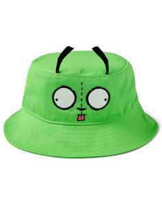 Who doesn't love GIR? Celebrate your favorite character from Invader Zim with this officially licensed bucket hat. Featuring GIR's iconic green color and adorable eyes, this hat adds a playful touch to any outfit while keeping you shaded in style. Officially licensed Regular fit Material: Cotton Care: Spot clean Imported Cute Streetwear Hats, Monster Hats For Kids, Adjustable Green Bucket Hat For Streetwear, Fun Green Hat For Outdoor, Fun Green Outdoor Hat, Green Bucket Hat For Streetwear, Playful Green Brimmed Bucket Hat, Novelty Green Adjustable Hat, Cute Green Snapback Hat