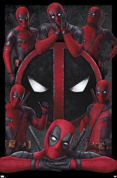 the deadpools are in front of a black background