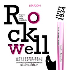 an advertisement for rock well with the letters and numbers in black, pink, and white