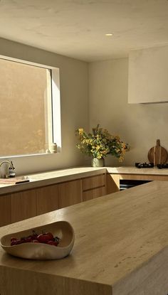 a kitchen counter top with a bowl on it