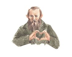 a drawing of a bearded man making a heart with his hands while wearing a green coat