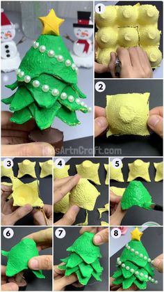 Christmas Tree using Egg Carton Tutorial for Kids - Kids Art & Craft Christmas Tree Egg Carton, Preschool Crafts With Egg Cartons, Crafts To Do With Egg Cartons, Diy Christmas Tree Recycled Materials, Christmas Craft Egg Carton, Cardboard Box Projects, Festive Activities For Kids, Cardboard Tube Crafts Christmas, Egg Crate Christmas Crafts