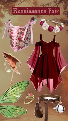 Renaissance Fair Fairy Outfit #renfair #pinkfairy #fairycore #outfitinspo #outfit #renaissancefair #flowercrown Ren Fair Outfits Fairy, Ten Faire Outfit Fairy, Fairy Ren Faire Costume, Ren Fest Fairy, Red Fairy Costume, Fairy Party Outfit, Ren Faire Outfits Fairy, Renicansse Fair Outfits, Forest Core Outfits