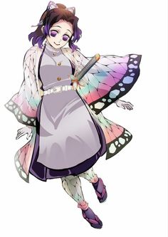 a woman in a purple dress and butterfly wings