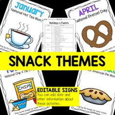 some sort of food themed activities to teach children about snacking and other important things