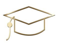 a gold graduation cap with a tassel hanging from it's end, on a white background