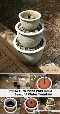 how to build a diy plant pot into a beautiful water fountain for your garden