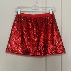 Red Sequin Skirt, Size 8, With Tags From Crewcuts Holiday Stretch Mini Skirt, Stretch Mini Skirt For Holiday, Stretch Mini Skirt For The Holiday Season, Red Fitted Skort For Party, Red Skort For Summer Party, Red Festive Holiday Skirt, Red Holiday Festive Skirt, Festive Red Holiday Skirt, Red Festive Skirt For Spring