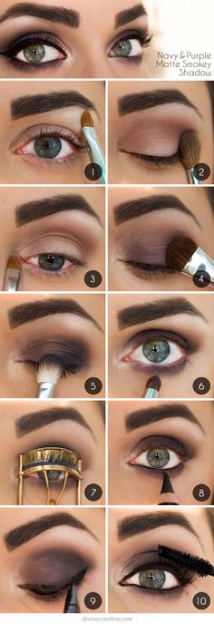 Eye Makeup Must-Try: Navy & Purple Matte Smoky Shadow | Ivy Boyd of Wake Up For Makeup for Divine Caroline #nyxcosmetics Perfect Makeup Tutorial, Smoky Eye Makeup Tutorial, Tutorial Eyeliner, Purple Smokey Eye, Make Up Tutorials, Corte Bob