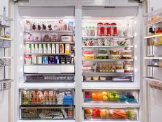 an open refrigerator filled with lots of food