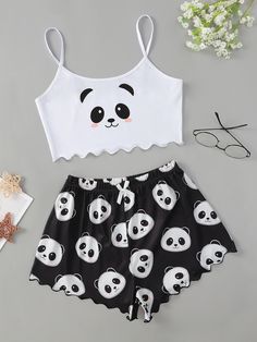 Suspenders For Women, Panda Print