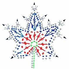 a snowflake is shown with different colored dots and arrows on the bottom half