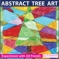 a colorful christmas tree made out of colored crayon paper with the words modern art christmas