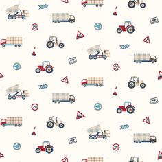 a white wallpaper with tractors and trucks on it