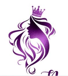 a woman with long hair and a crown on her head is depicted in this logo