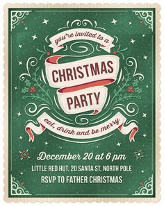 a christmas party poster with the words, you're invited to a christmas party