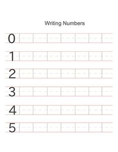 a printable worksheet for writing numbers with the number 0 to 5 on it