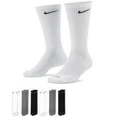 PRICES MAY VARY. Six(6) Pairs Nike Everyday Plus Sweat-wicking fabric Sweat-wicking fabric pulls perspiration away from the skin to help keep your feet stay dry and comfortable The high-friction yarn in the footbed of these Nike athletic socks helps reduce slippage so you can power through your workouts Nike crew socks have a crew silhouette providing a comfortable fit around the calf that won't slip during workouts Breathability up top help keep your feet dry and cool to help push you through t Nike Crew Socks, Inline Hockey, Zapatillas New Balance, Nike Socks, Baskets Adidas, Nike Training, Top Drawer, White Trainers, Adidas Samba