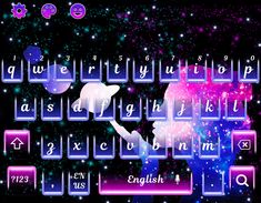 an image of a keyboard that is glowing in the night sky with stars on it