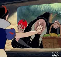 an animated image of snow white and the seven dwarfs