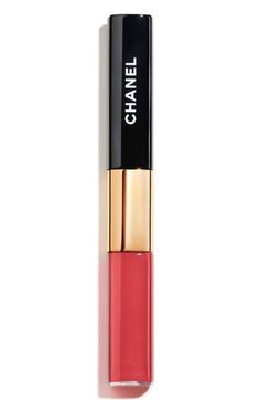 What it is: An ultra-saturated liquid lipstick that pairs with high-shine gloss to deliver full coverage and longwearing color.What it does: The fluid formula of the base color goes on smoothly and dries quickly without feathering. The glossy top coat delivers comfortable, brilliant shine and superb hydration. How to use: To ensure ultimate long wear, apply the base coat for clean, makeup-free lips with the build-in wand applicator. Allow a moment to dry, then use the brush applicator to apply t Chanel Le Rouge Duo, Charlotte Tilbury Hot Lips, Chanel Lipstick, Liquid Lip Color, Armani Beauty, Lip Colour, Lipstick Shades, Rose Lights, Matte Liquid Lipstick