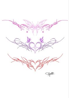 two hands with hearts and wings drawn on white paper, one is pink and the other is red