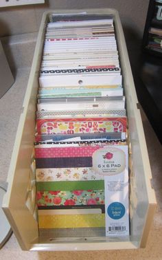 a drawer with many different types of papers in it