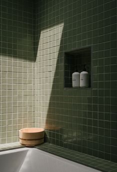 We're walking you through what Scandinavian design is, where it came from and ways to use these design principles in your own kitchen or bathroom. #scandinavianbathroomideas Bathroom Green Tile Floor, Green Bathroom Floor, Mid Century Modern Bathroom Tile, Diy Kitchen Flooring, Bath Shower Combination, Mosaic Bathroom Tile, Green Tile Bathroom, Built In Bathtub, Subway Tiles Bathroom