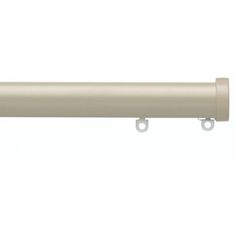 an image of a white curtain rod with two hooks on the side and one end