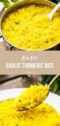 one pot garlic turmeric rice is an easy and delicious side dish