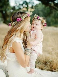 matching flower headbands Mother Daughter Photos, Baby Fotografie, Flowers In Her Hair, Foto Baby, Mommy Daughter, Baby Pics, Mom Daughter, Mother And Baby, Baby Photoshoot