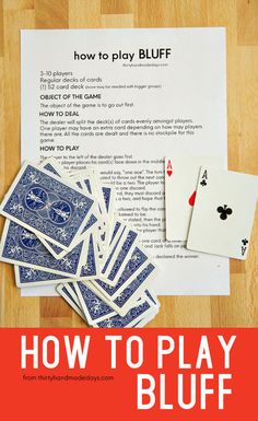 how to play bluff on the table with cards and playing chips in front of it